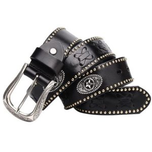 Ceinture Western en Cuir Noir