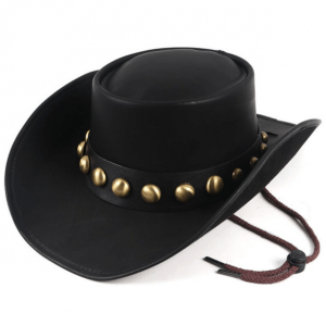Chapeau de Cowboy en Cuir Noir